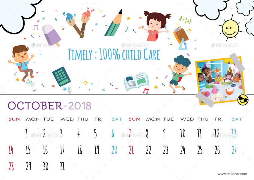 Kids Desk Calendar, Print Templates GraphicRiver